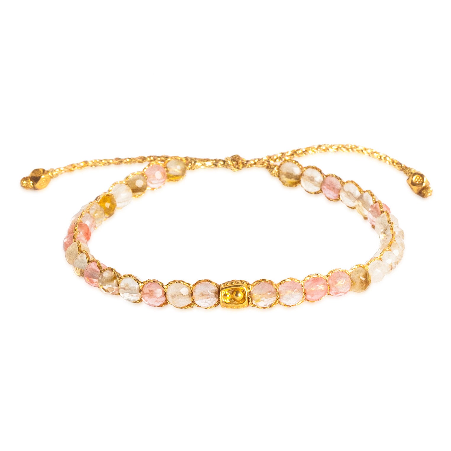 Pink - Jewelry Armband Wassermelonen Quarz Armband | Gold | Pink