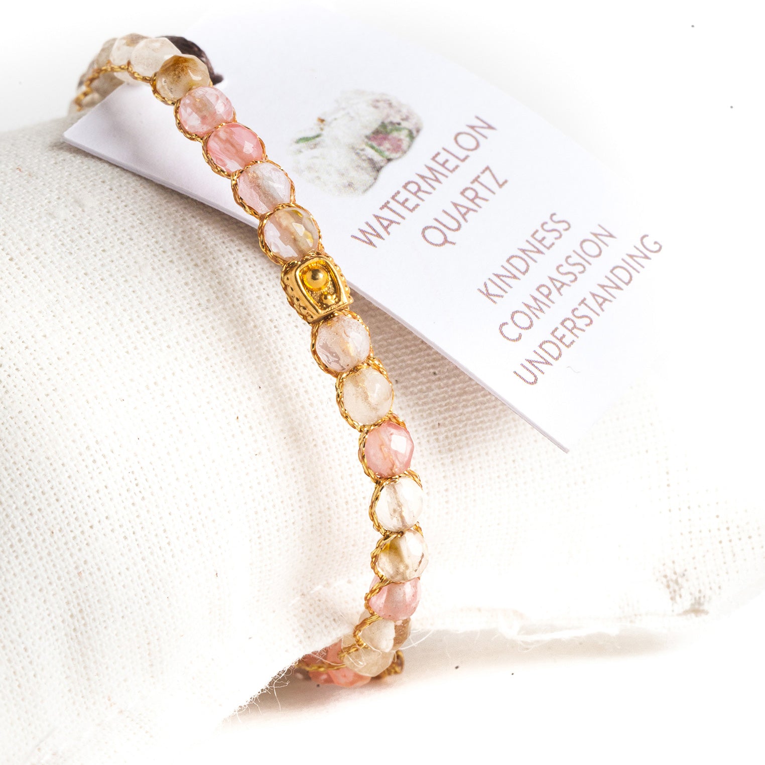 Pink - Jewelry Armband Wassermelonen Quarz Armband | Gold | Pink