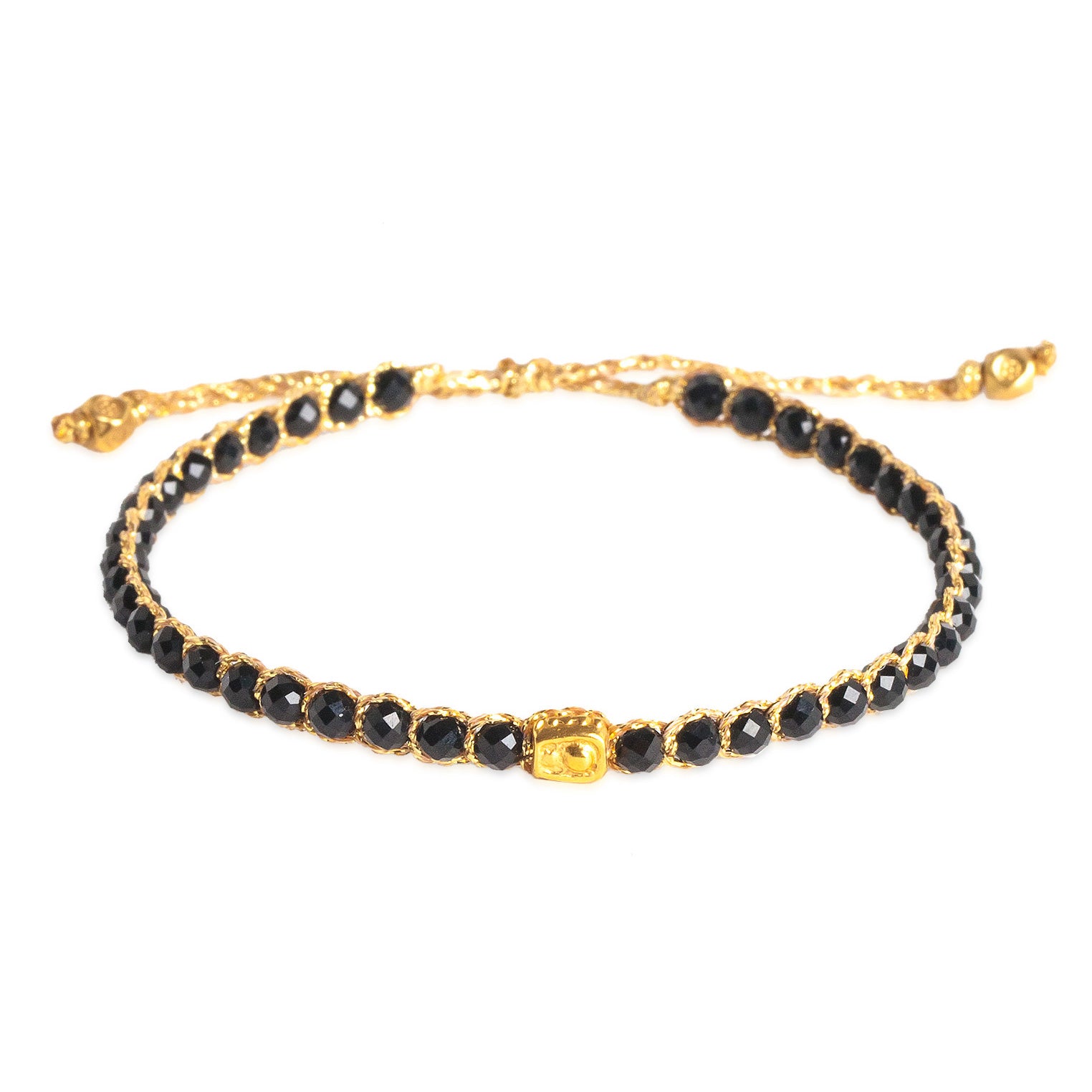 Schwarz - Jewelry Armband Schwarzes Spinell Armband | Gold | Black