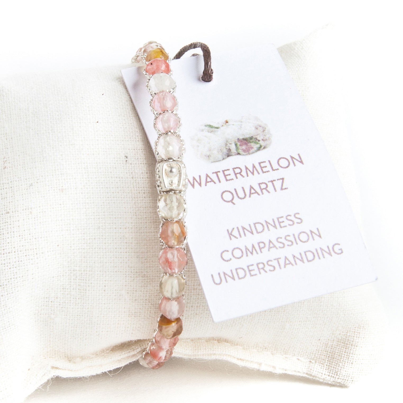 Pink - Jewelry Armband Wassermelonen Quarz Bracelet | Silber | Pink