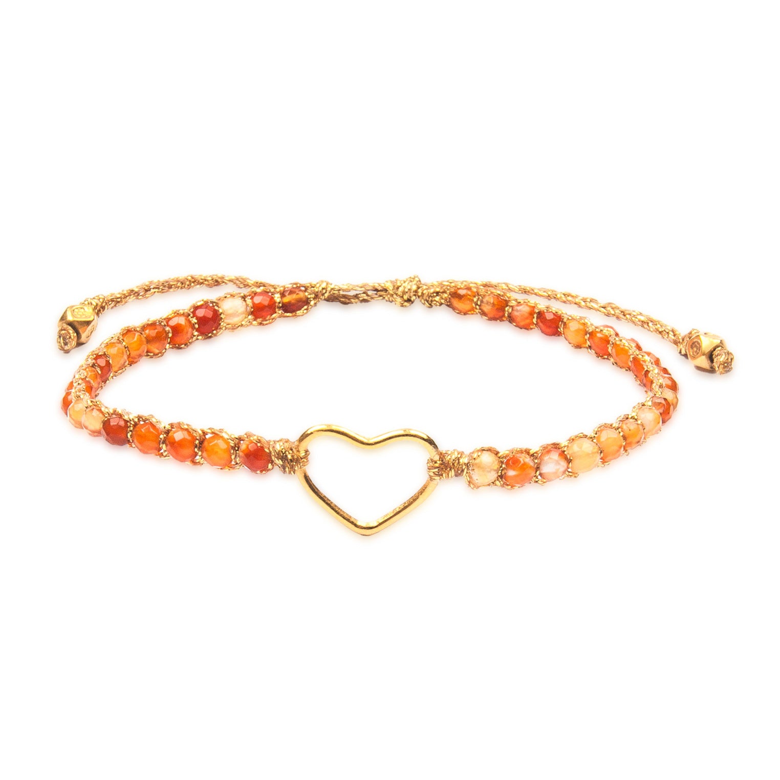 Orange - Jewelry Armband Herz Armband mit Karneol aus Brasilien | Gold | Orange