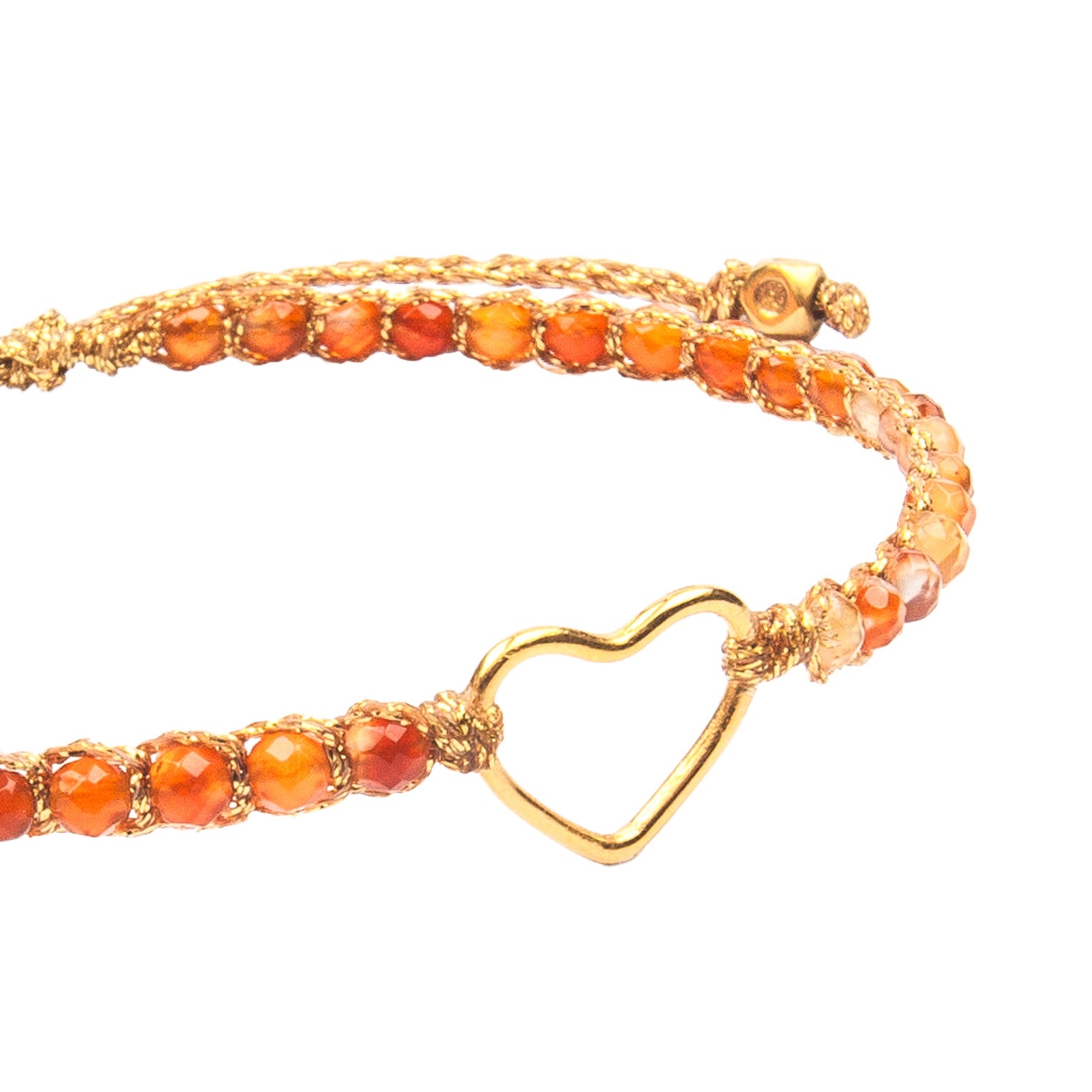 Orange - Jewelry Armband Herz Armband mit Karneol aus Brasilien | Gold | Orange