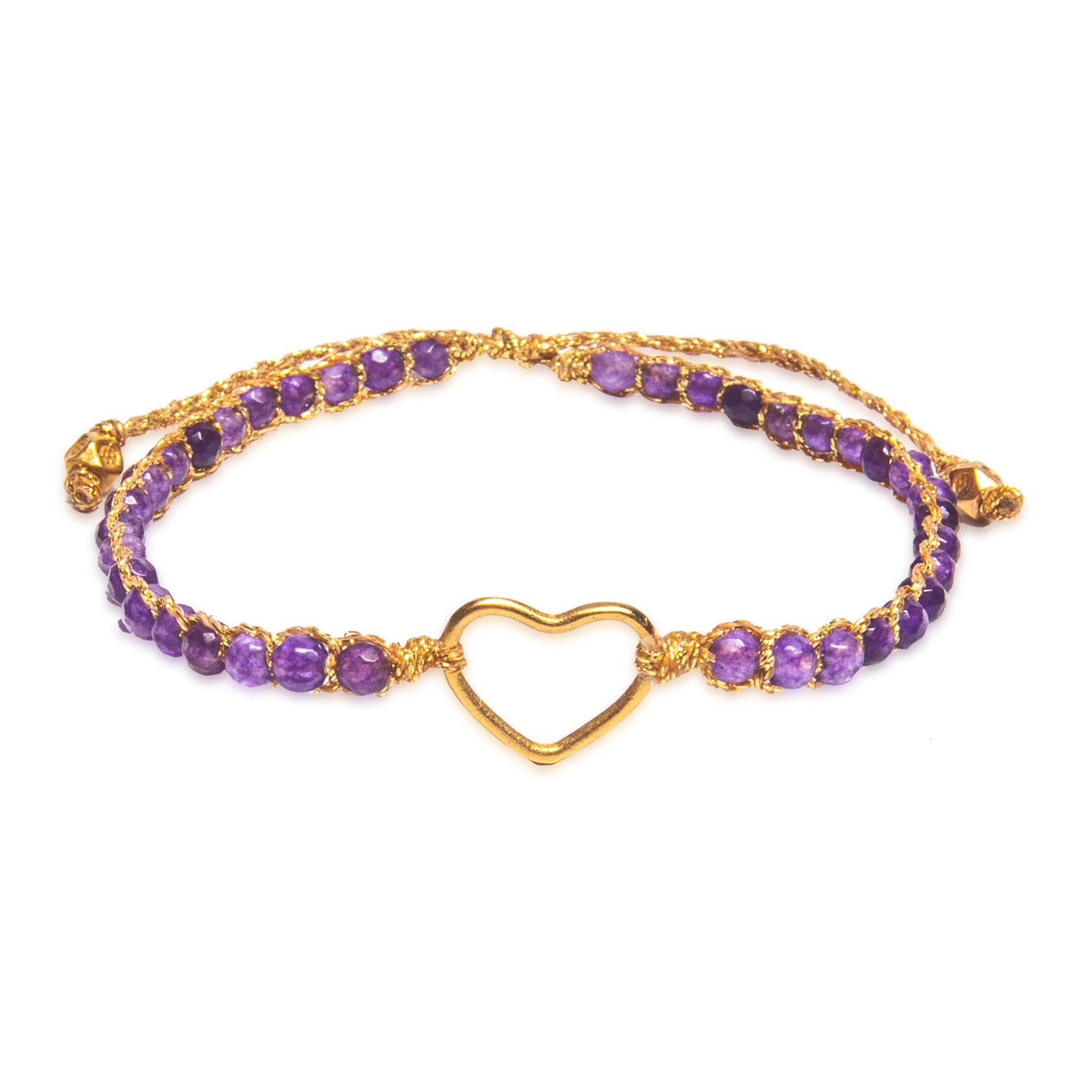 Lila - Jewelry Armband Amethyst-Herz-Armband | Gold | Purple