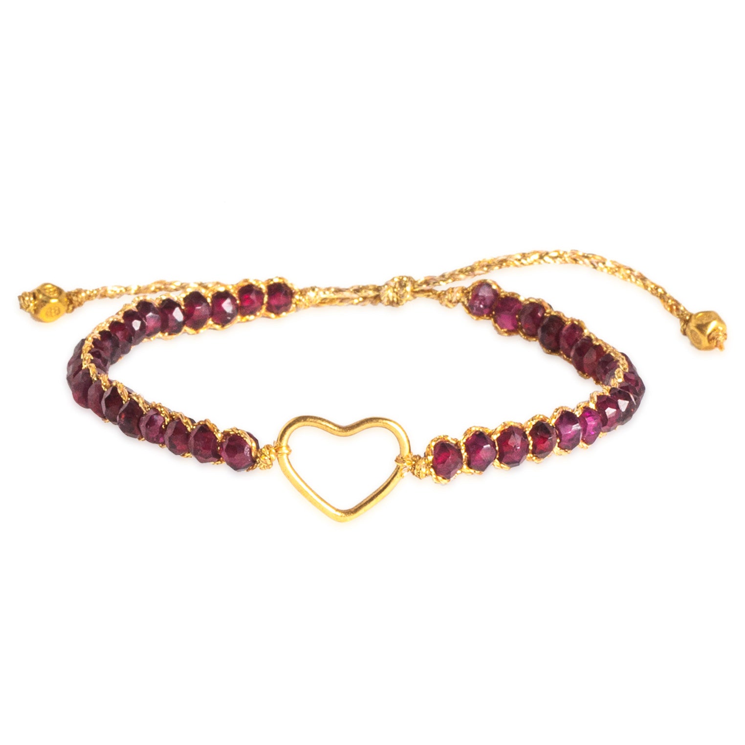 Rot - Jewelry Armband Rubin Herz-Armband | Gold | Red