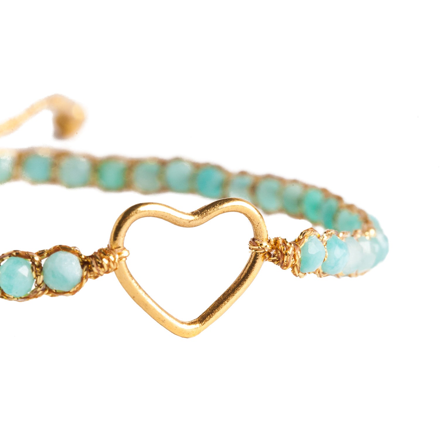 Hellblau - Jewelry Armband Herz-Armband Amazonit | Gold | Light Blue