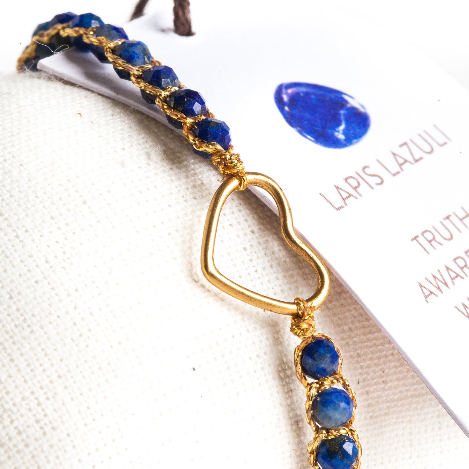 Blau - Jewelry Armband Herz-Armband Lapis Lazuli | Gold | Blue