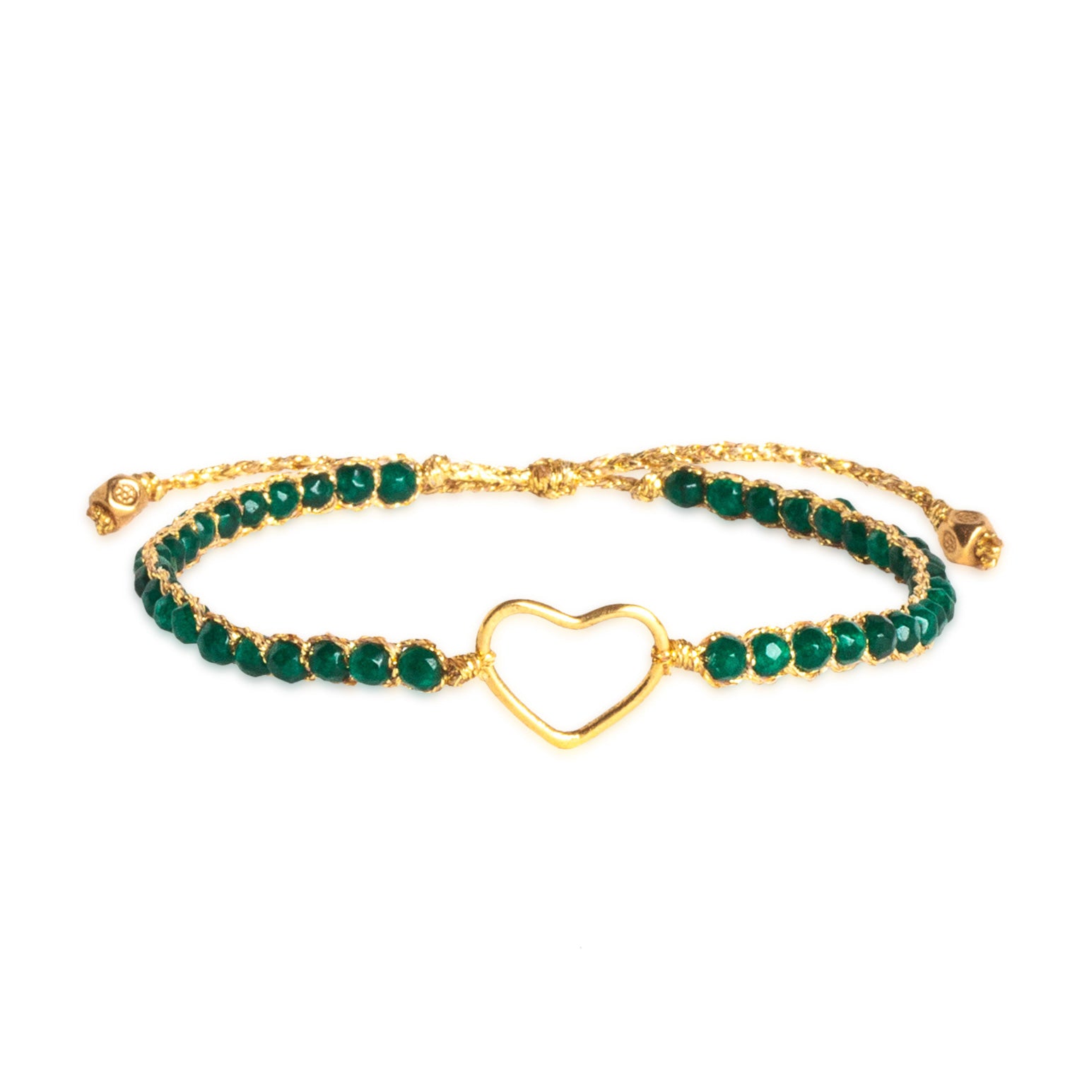 Grün - Jewelry Armband Herz-Armband grüner Smaragd-Achat | Gold | Green