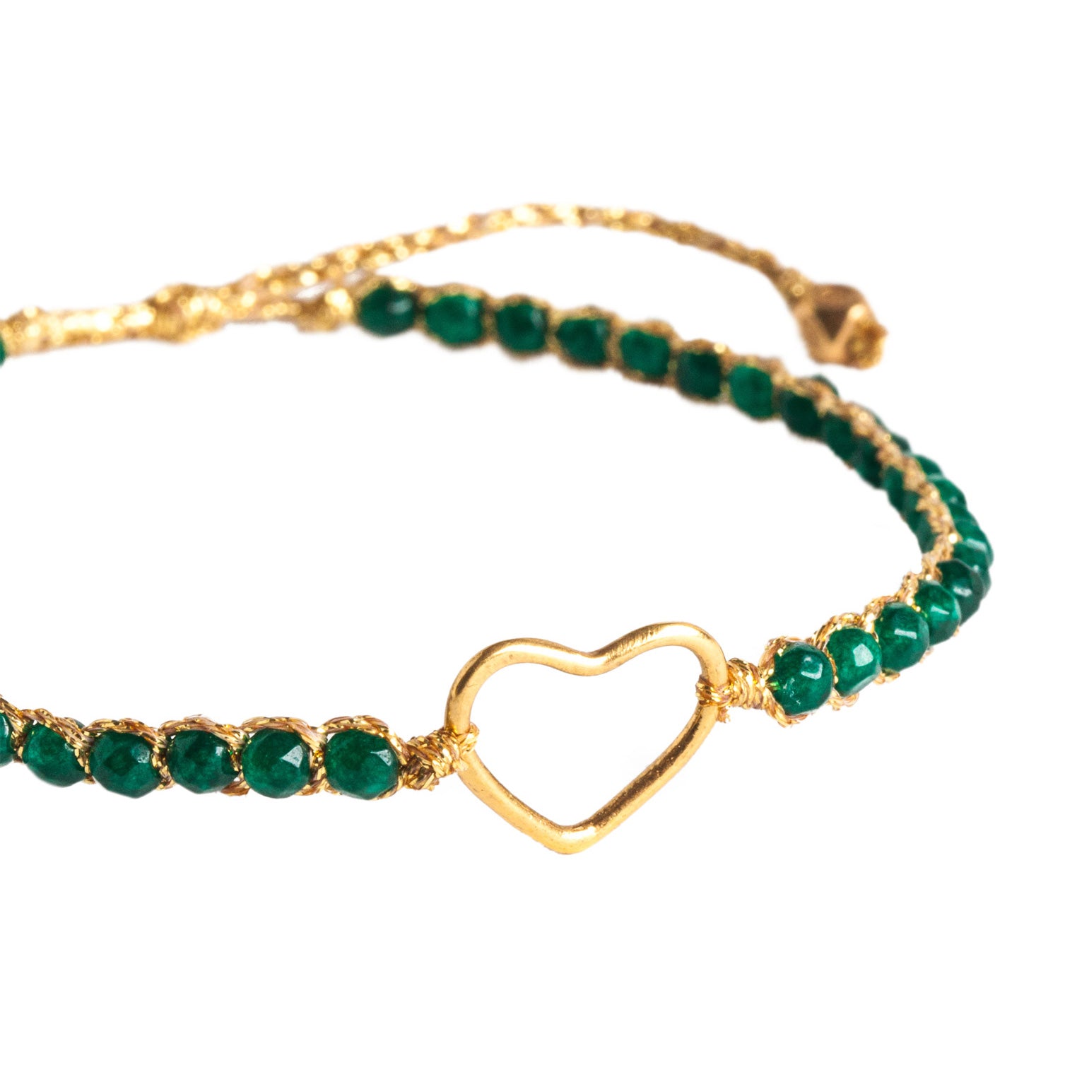 Grün - Jewelry Armband Herz-Armband grüner Smaragd-Achat | Gold | Green