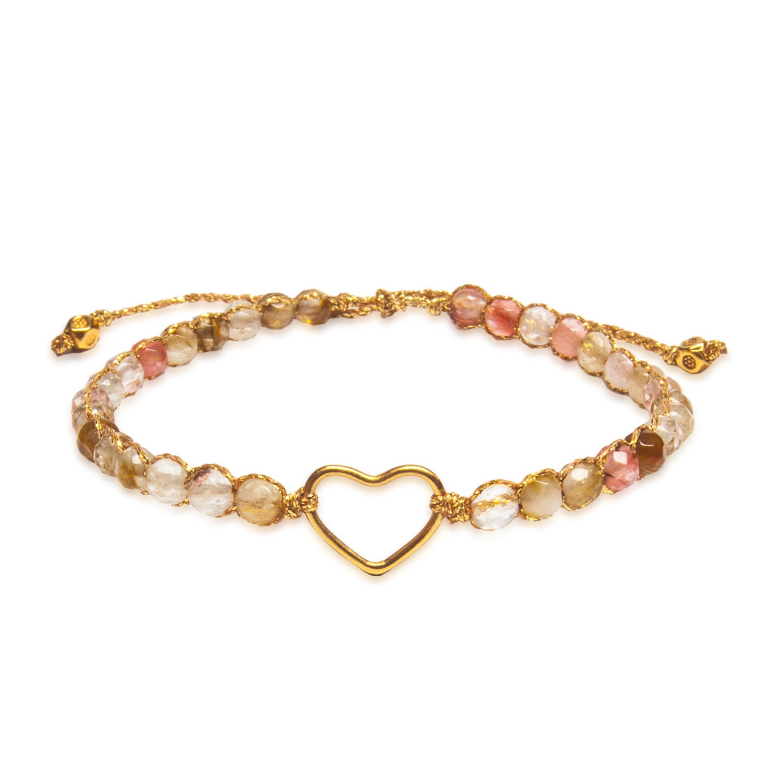 Pink - Jewelry Armband Herz-Armband Wassermelonen-Quarz | Gold | Pink