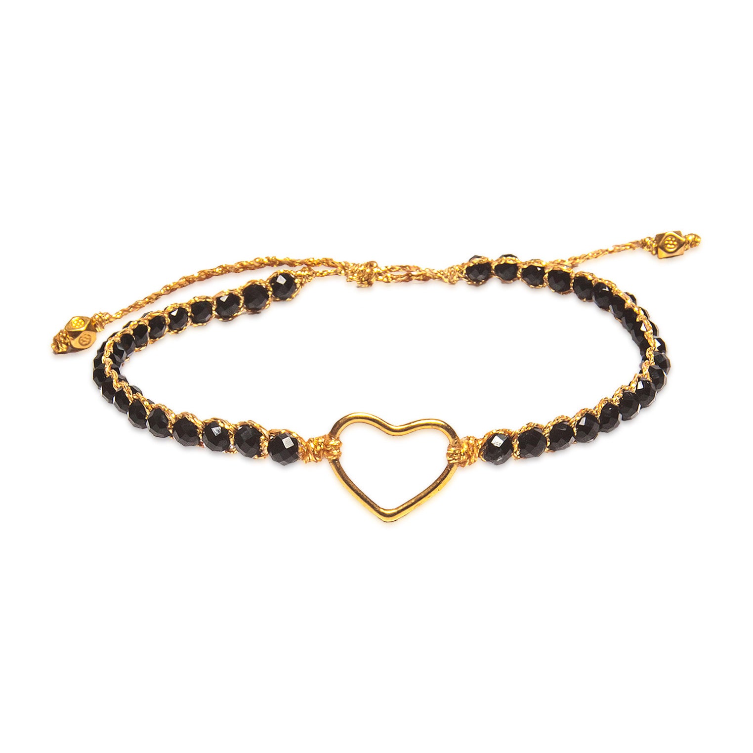 Schwarz - Jewelry Armband Herz-Armband schwarzer Spinell | Gold | Black