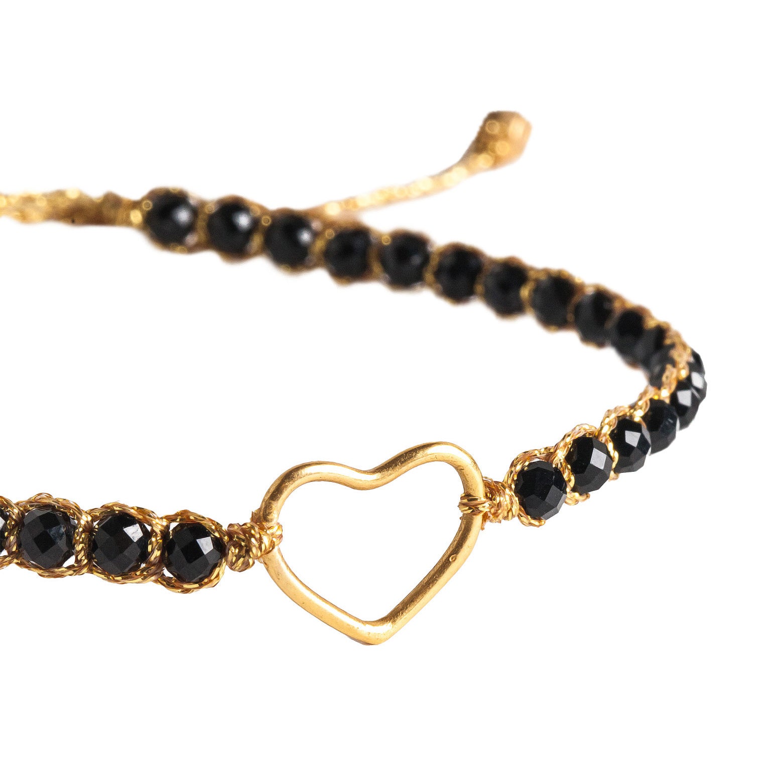 Schwarz - Jewelry Armband Herz-Armband schwarzer Spinell | Gold | Black