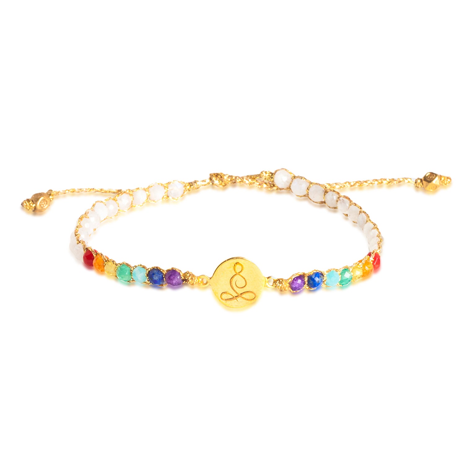 Bunt - Jewelry Armband Lotus 7 Chakren Mondstein Armband | Gold | Colored