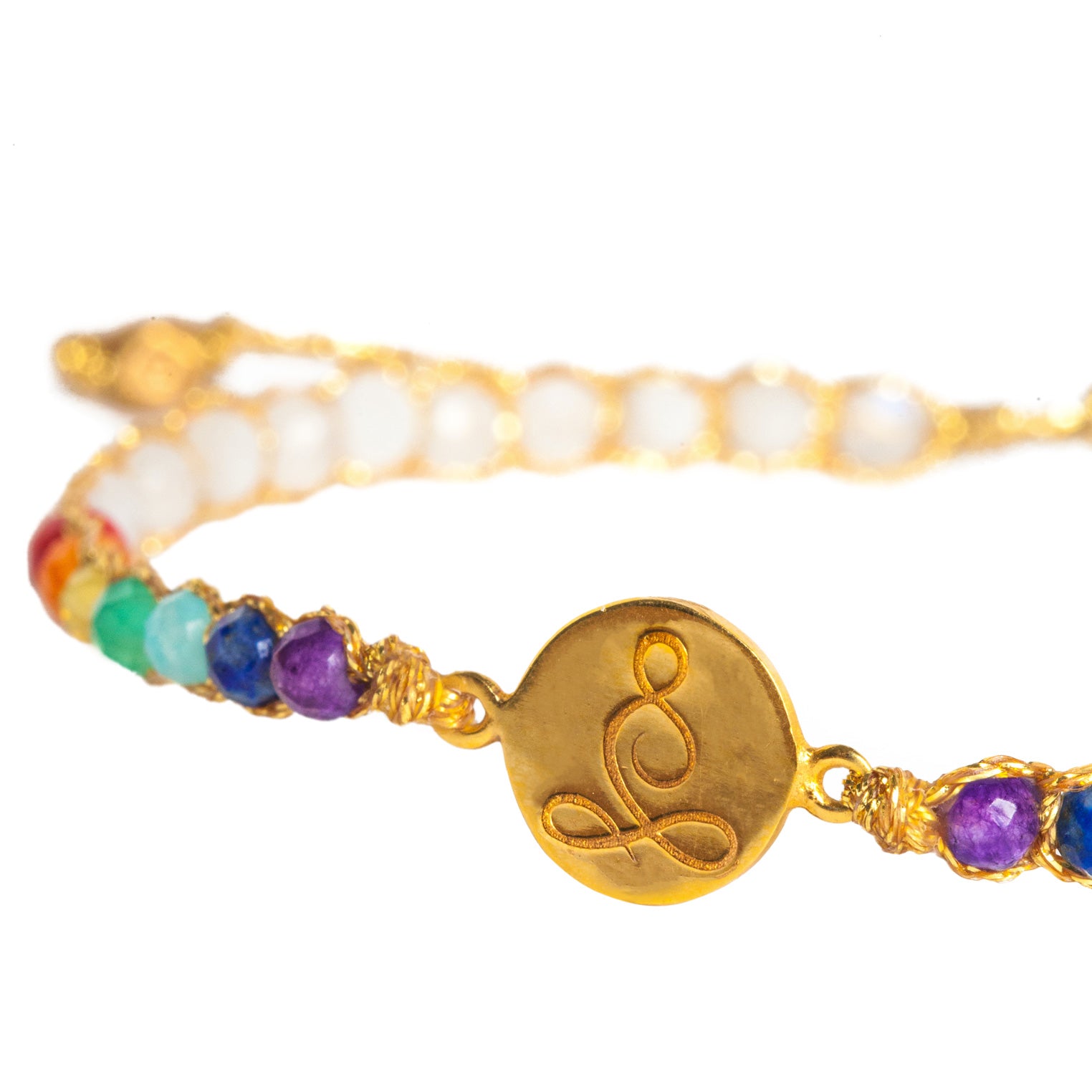 Bunt - Jewelry Armband Lotus 7 Chakren Mondstein Armband | Gold | Colored