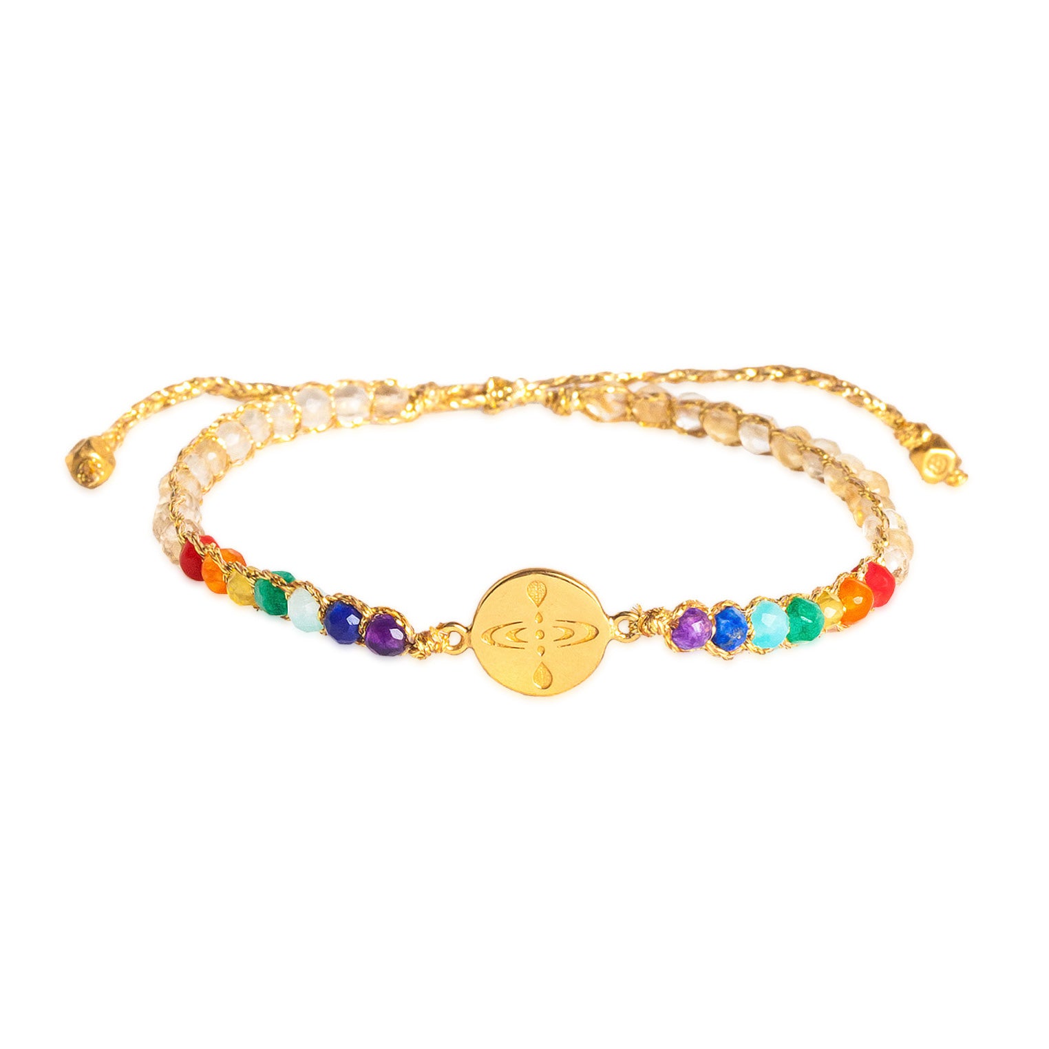 Bunt - Jewelry Armband Achtsamkeit 7 Chakren Zitronenquarz Armband | Gold | Colored