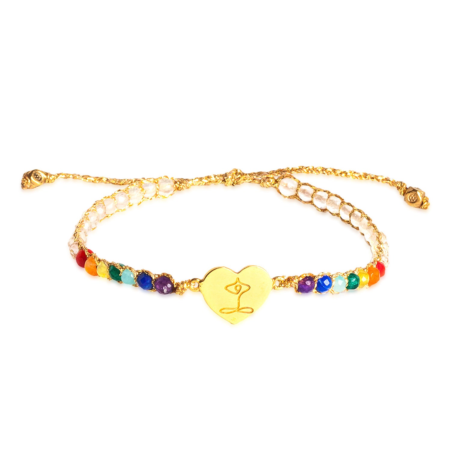 Bunt - Jewelry Armband Namaste Herz 7 Chakren Zitronenquarz Armband | Gold | Colored