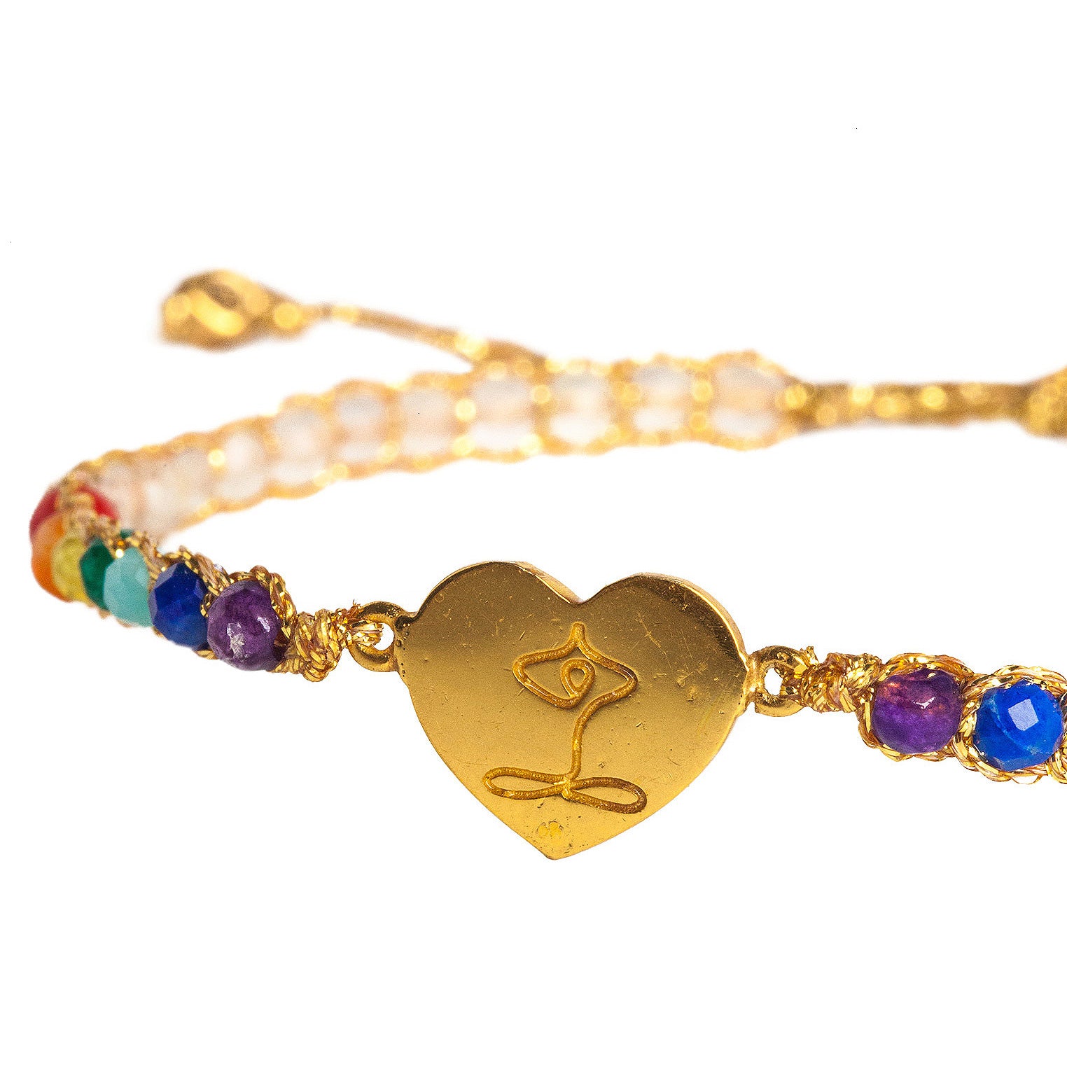 Bunt - Jewelry Armband Namaste Herz 7 Chakren Zitronenquarz Armband | Gold | Colored